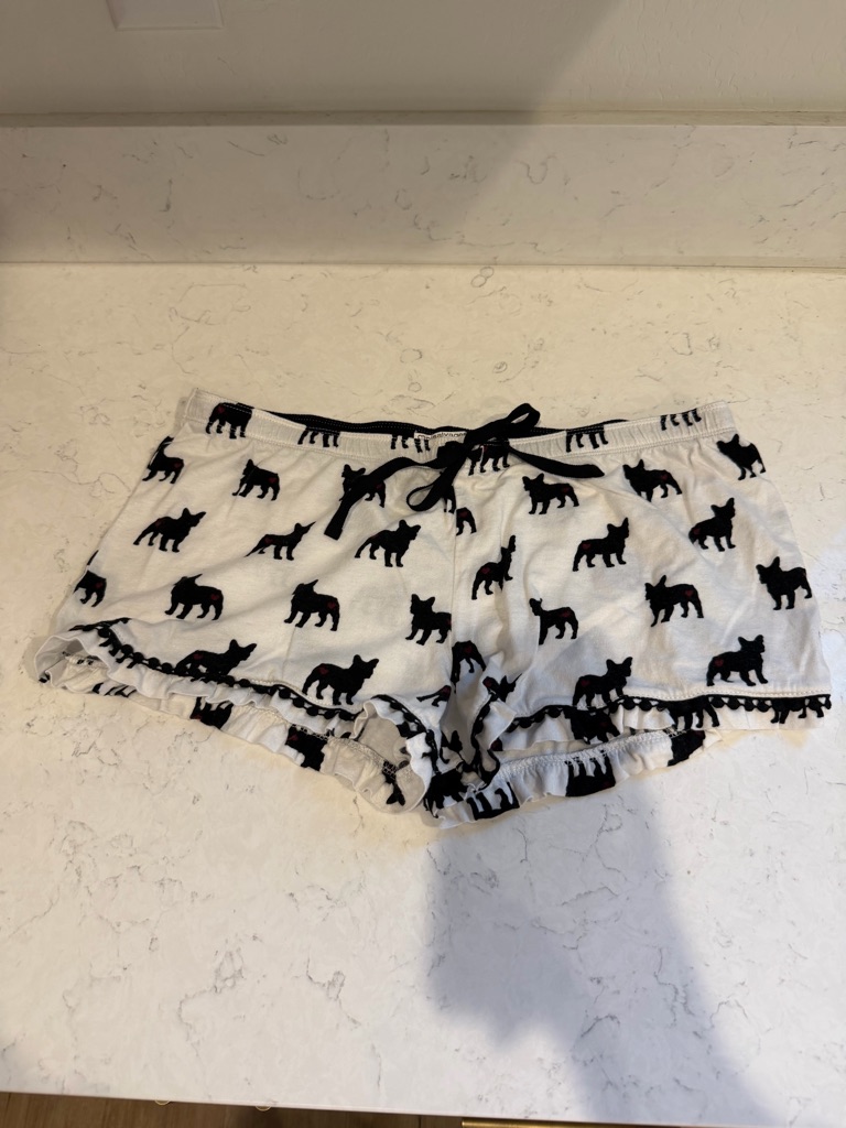 Salvage White Pajama Shorts With Black Dog Print